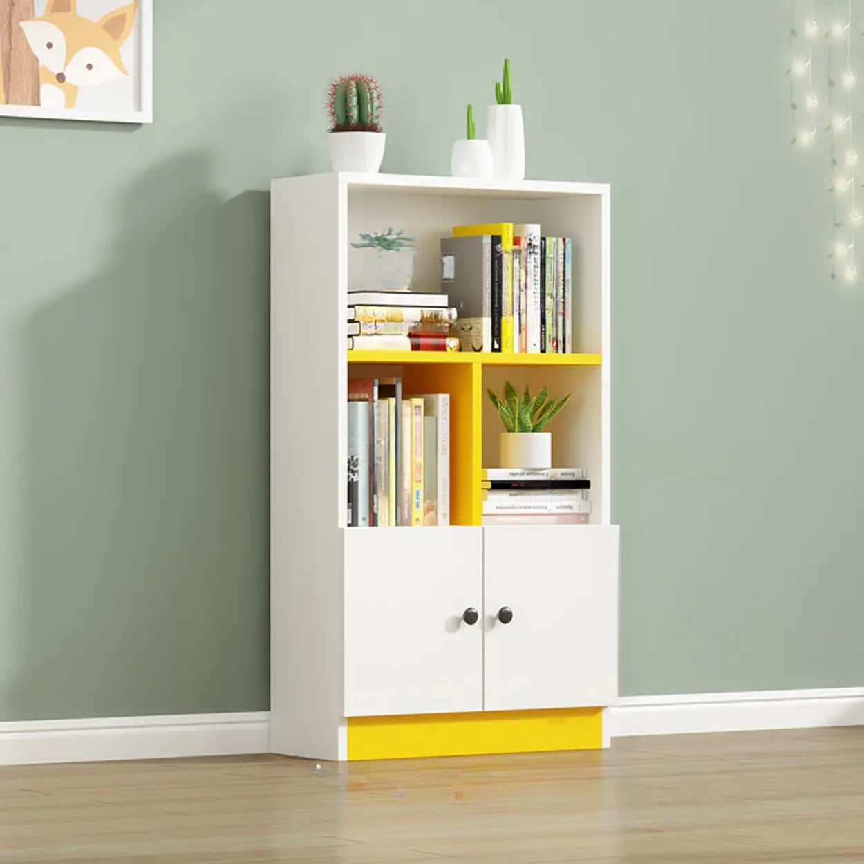 White Vertical Modern Rectangular Bookcase — White