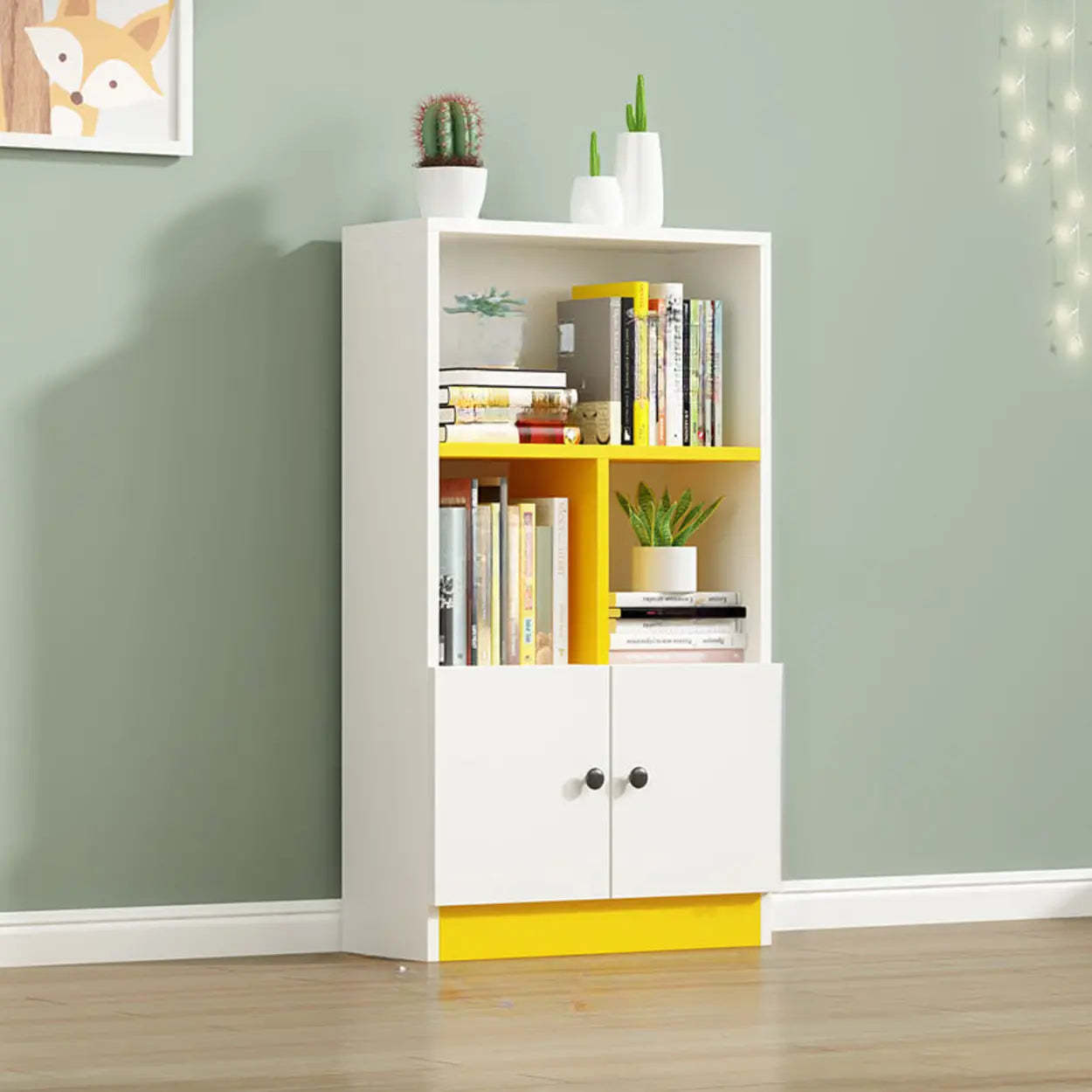 White Vertical Modern Rectangular Bookcase — White