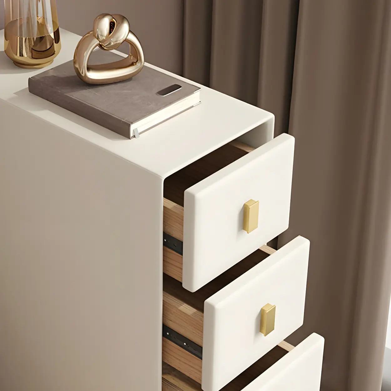White Vertical Wood Semainier Dresser