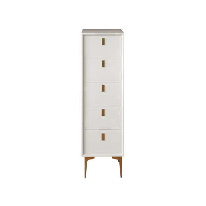 White Vertical Wood Semainier Dresser — Pink