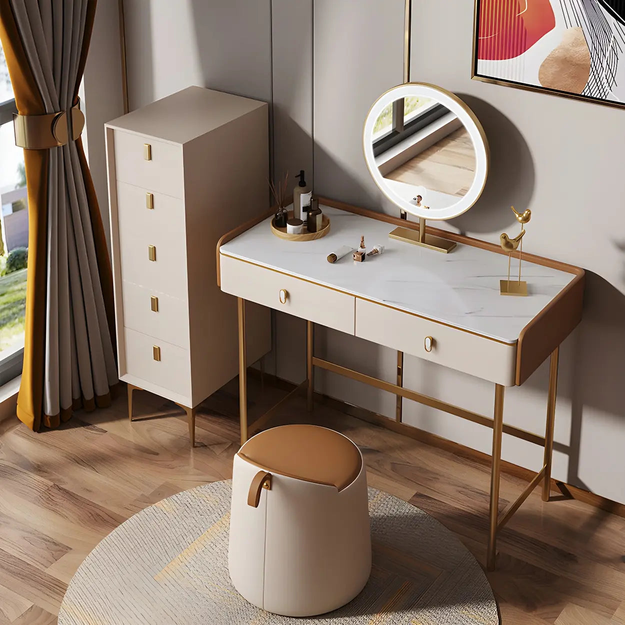 White Vertical Wood Semainier Dresser — White