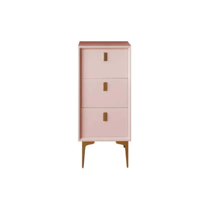 White Vertical Wood Semainier Dresser — Pink