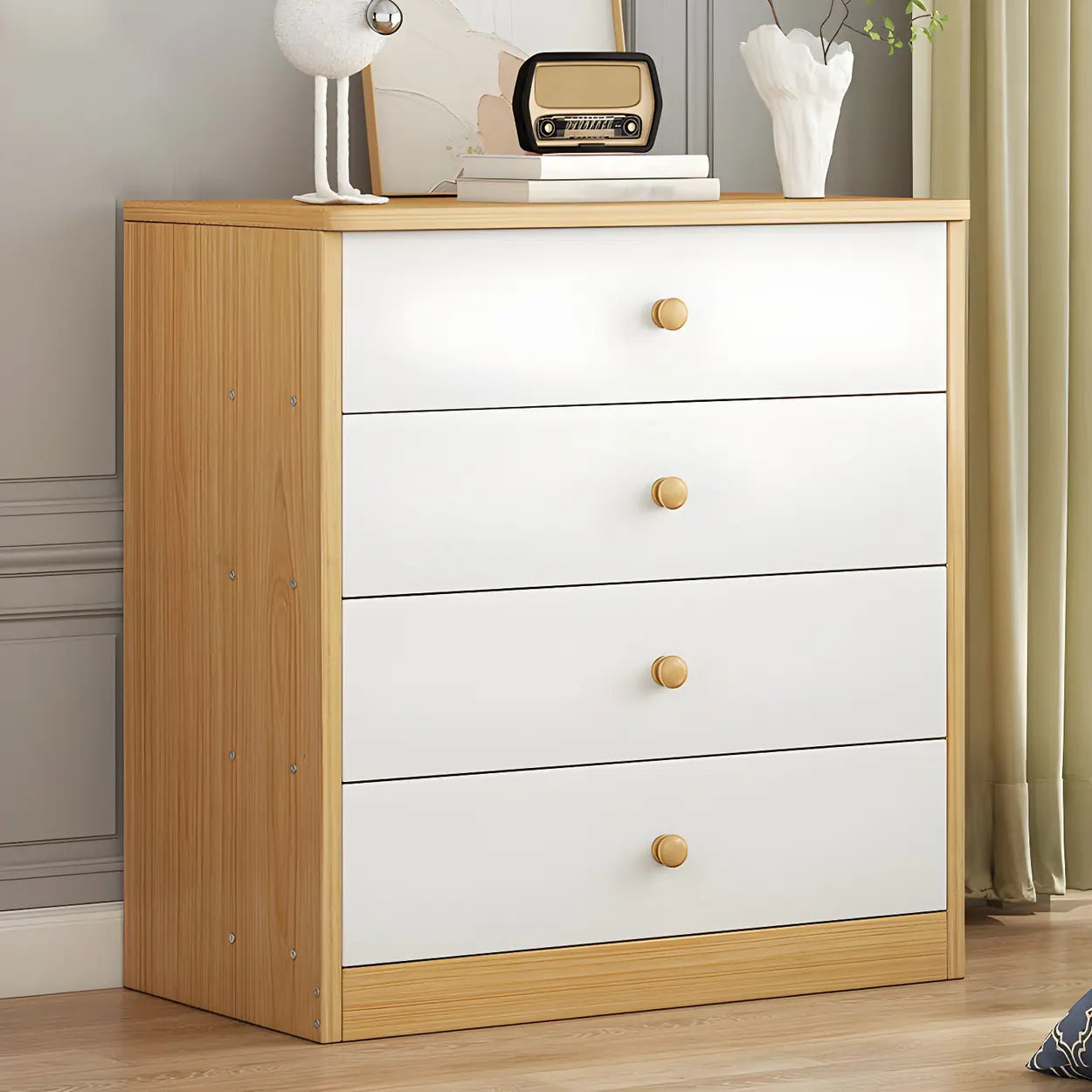 Vertical Wood Dresser with Multiple Drawers — White / 5