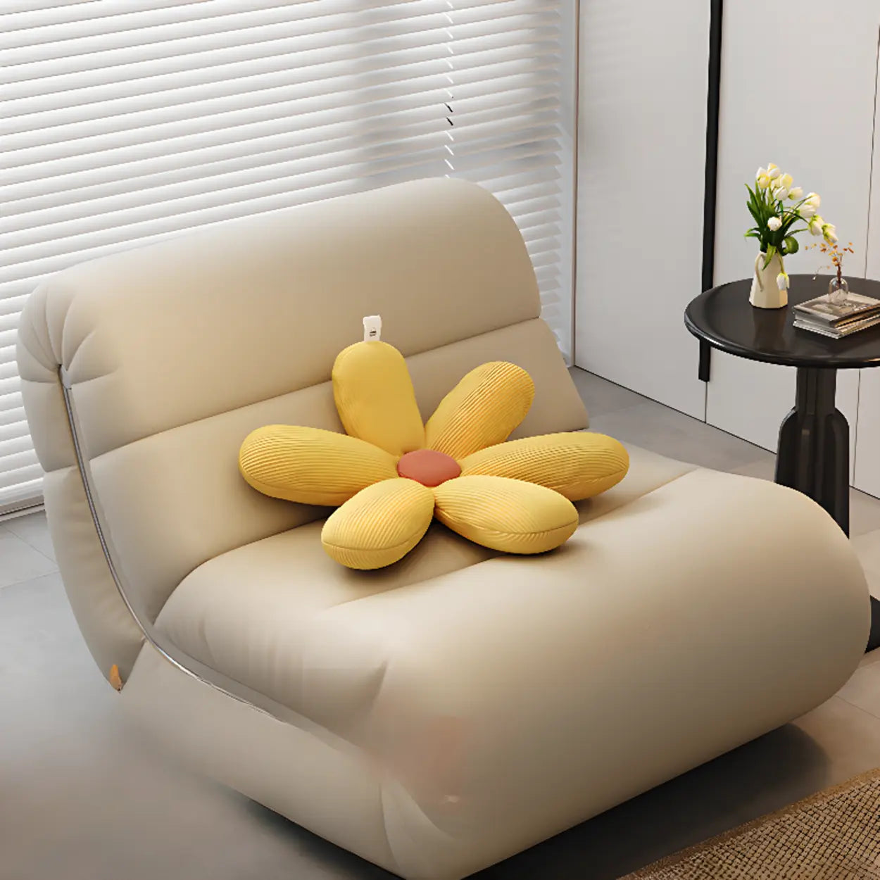 White Waterproof Upholstered Rocking Chair — Black / Latex