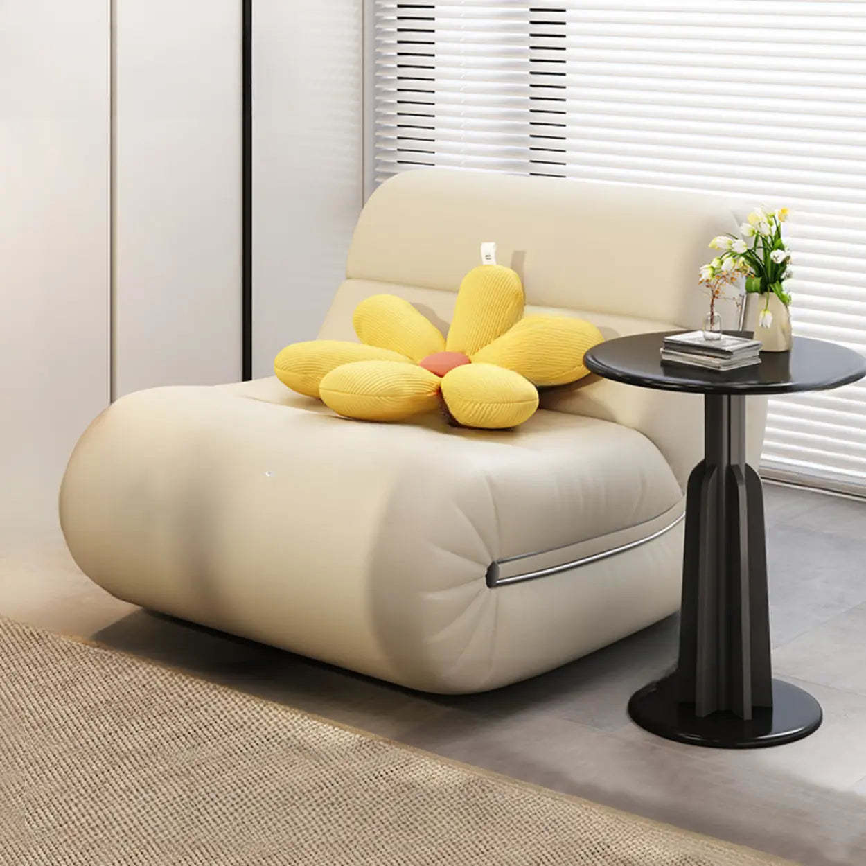 White Waterproof Upholstered Rocking Chair — Black / Sponge