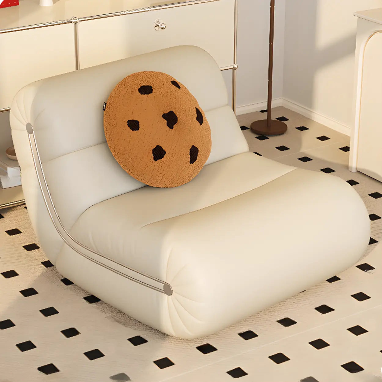 White Waterproof Upholstered Rocking Chair — White / Sponge