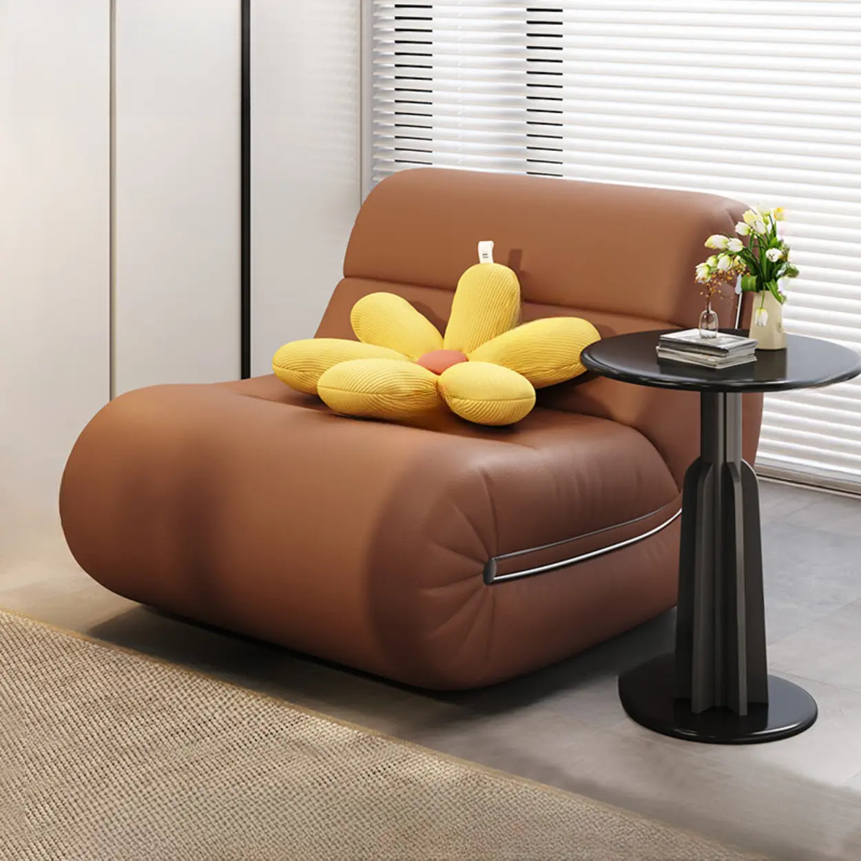 White Waterproof Upholstered Rocking Chair — Coffee / Latex