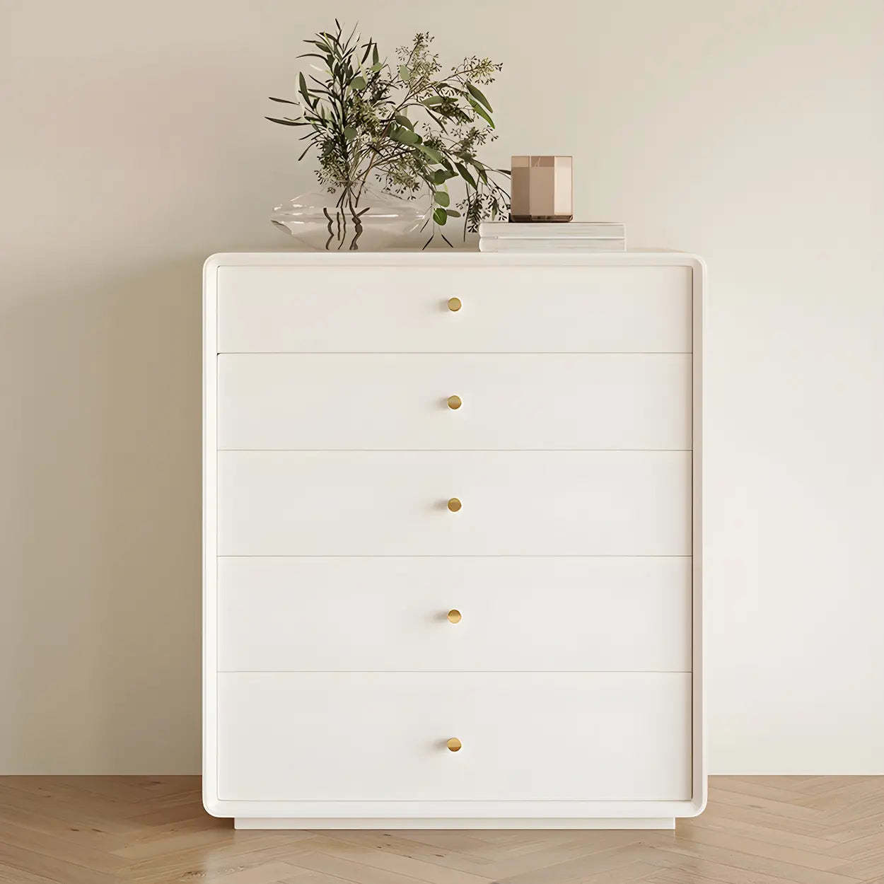 White Waterproof Wood Soft-Close Accent Chest — Ivory