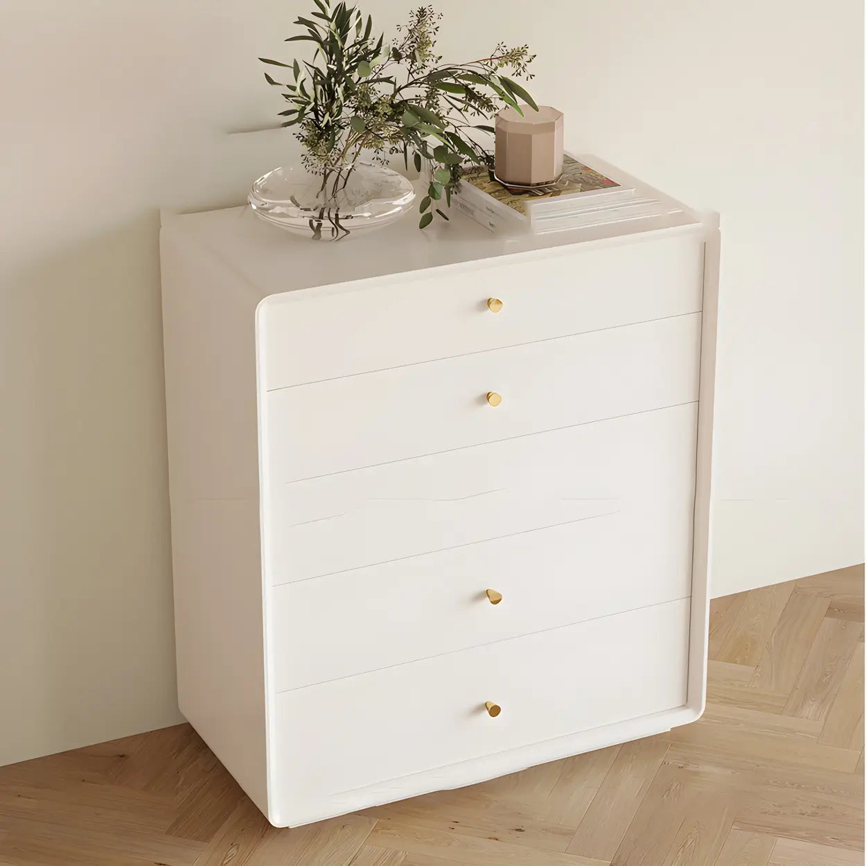 White Waterproof Wood Soft-Close Accent Chest — Ivory