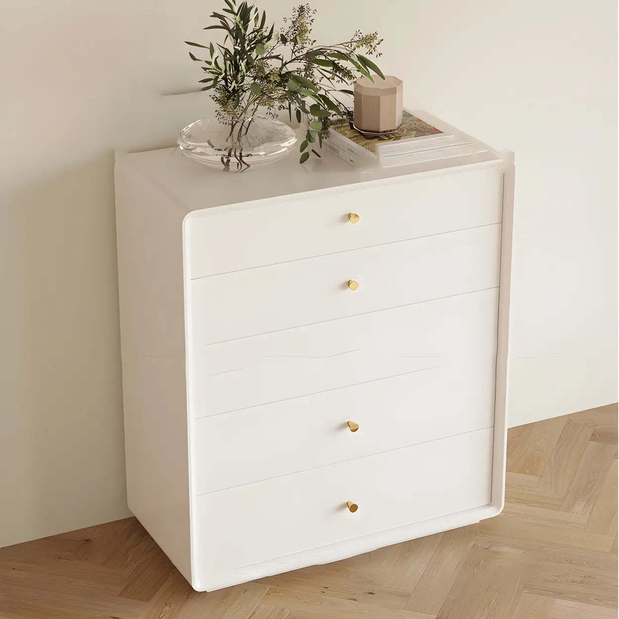 White Waterproof Wood Soft-Close Accent Chest — Ivory