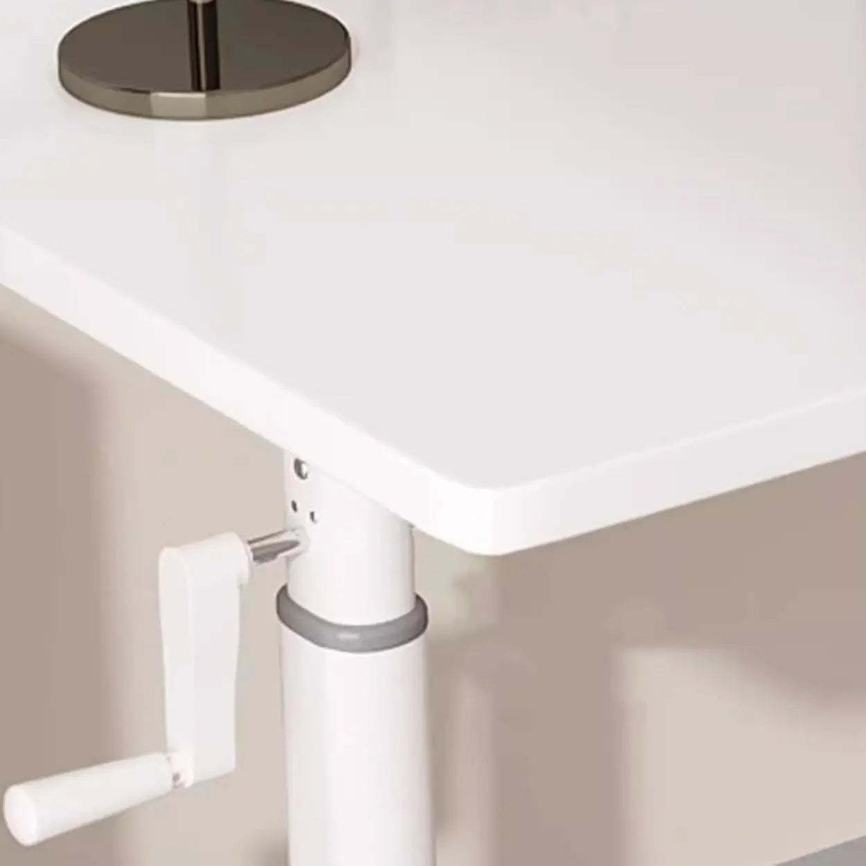 White Wood Adjustable T-Shape Standing Desk — Grey / Without Chairs