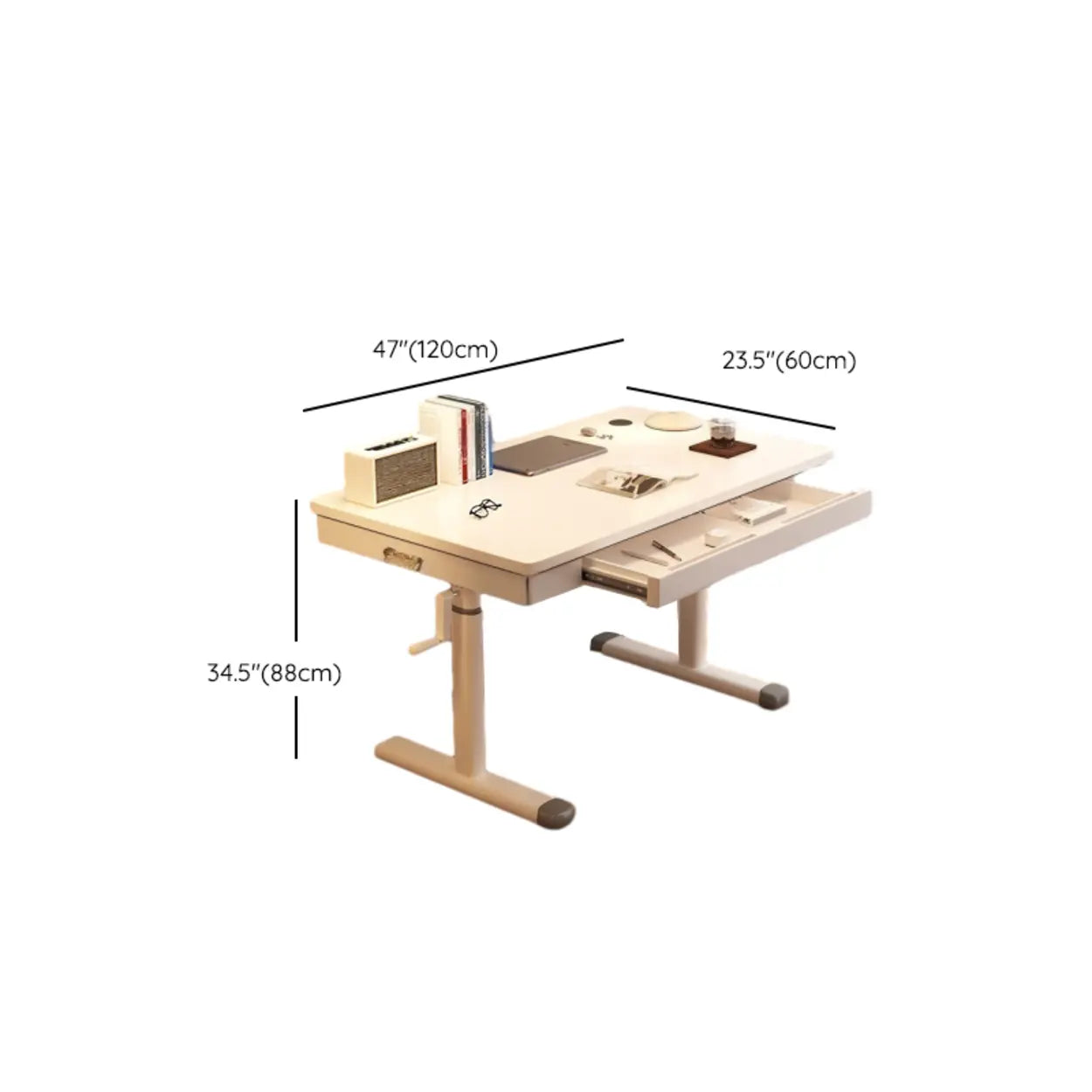 White Wood Adjustable T-Shape Standing Desk