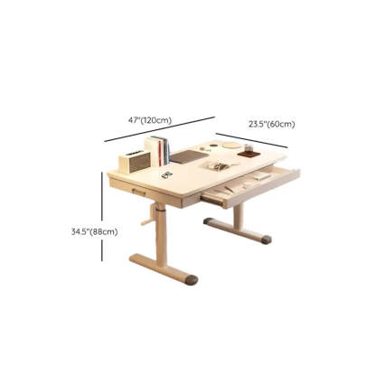 White Wood Adjustable T-Shape Standing Desk