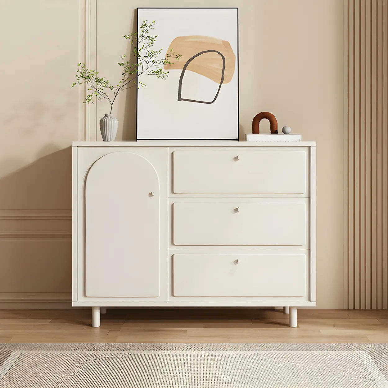 Nordic combo soft-close white wood cabinets — 63" L x 14" W x 37" H