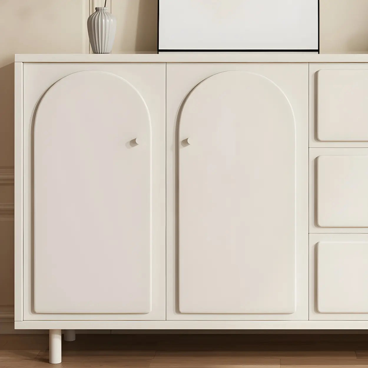 White Wood Combo Dresser Soft-Close Drawers