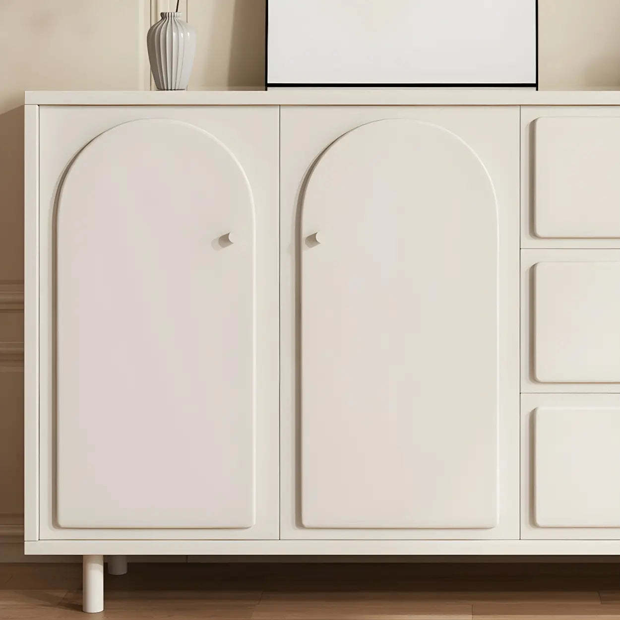 White Wood Combo Dresser Soft-Close Drawers