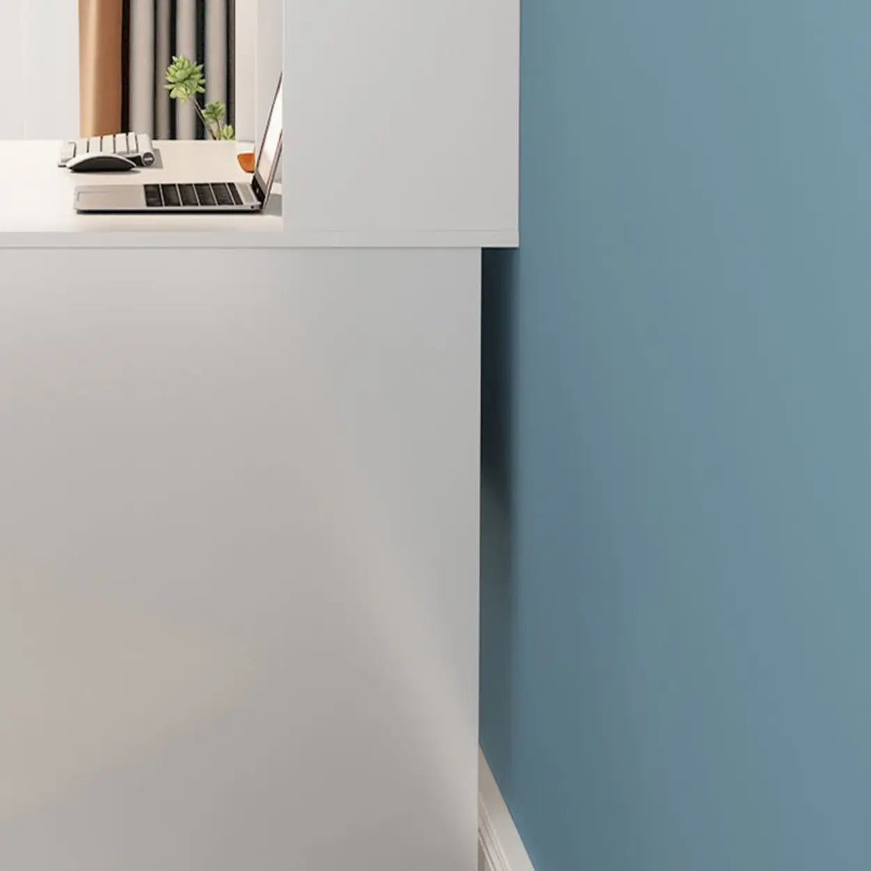 White Wood Sled Computer Desk with Cable Shelf — Without Chairs / Pink