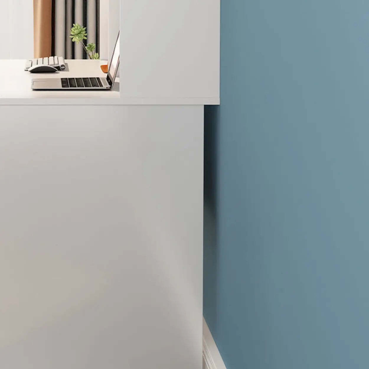 White Wood Sled Computer Desk with Cable Shelf — Without Chairs / Pink