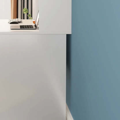 White Wood Sled Computer Desk with Cable Shelf — Without Chairs / Pink