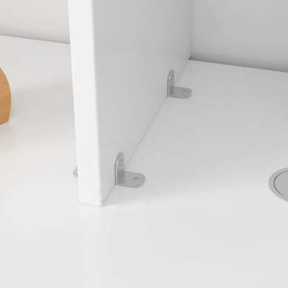 White Wood Sled Computer Desk with Cable Shelf — Without Chairs / White