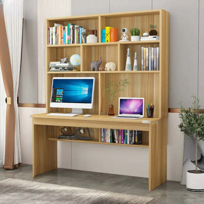 White Wood Sled Computer Desk with Cable Shelf — Without Chairs / Pink