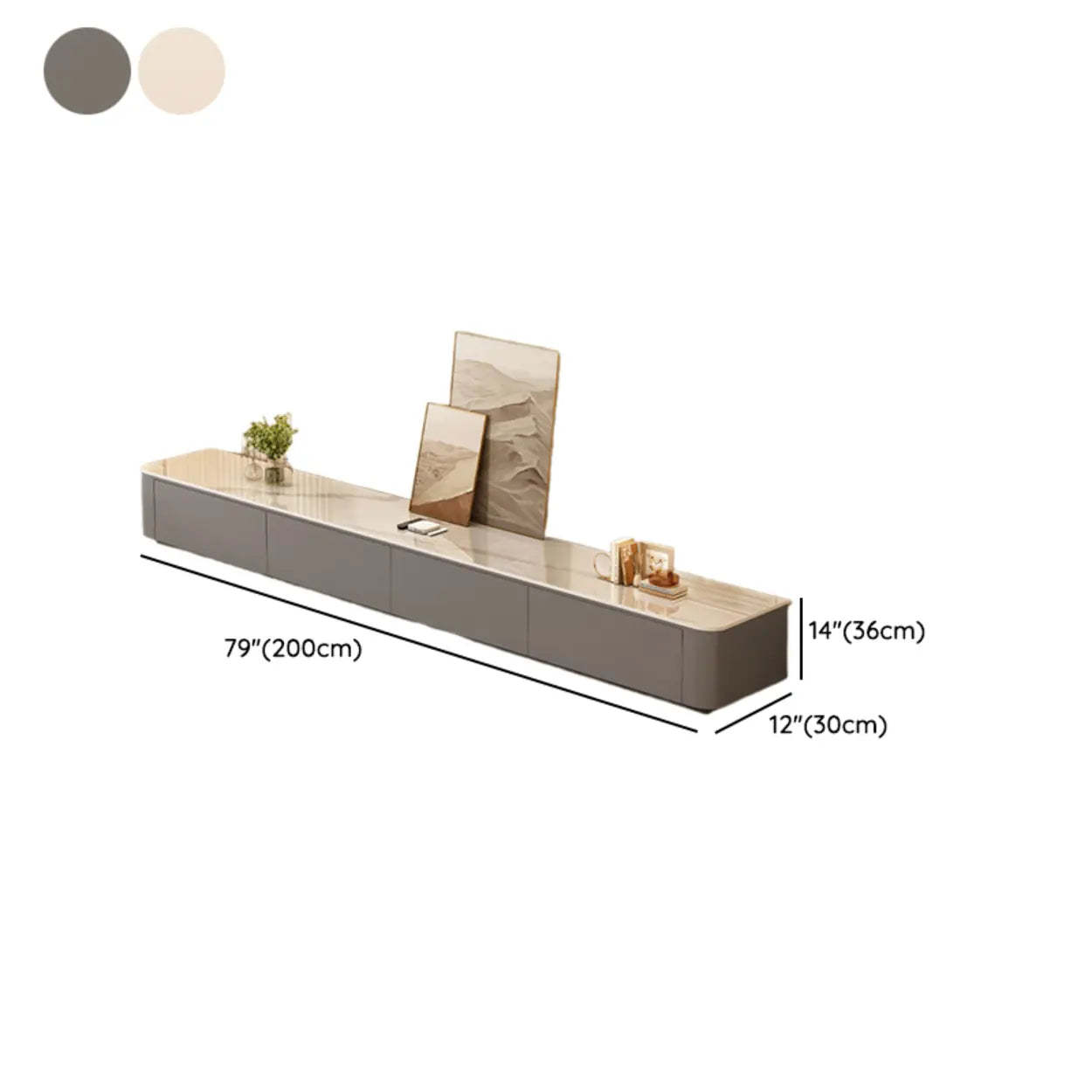 White Wood TV Stand with Cable Management