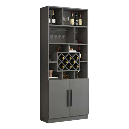White Wood Freestanding Stemware Wine Cabinet — White