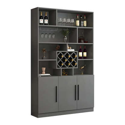 White Wood Freestanding Stemware Wine Cabinet — White
