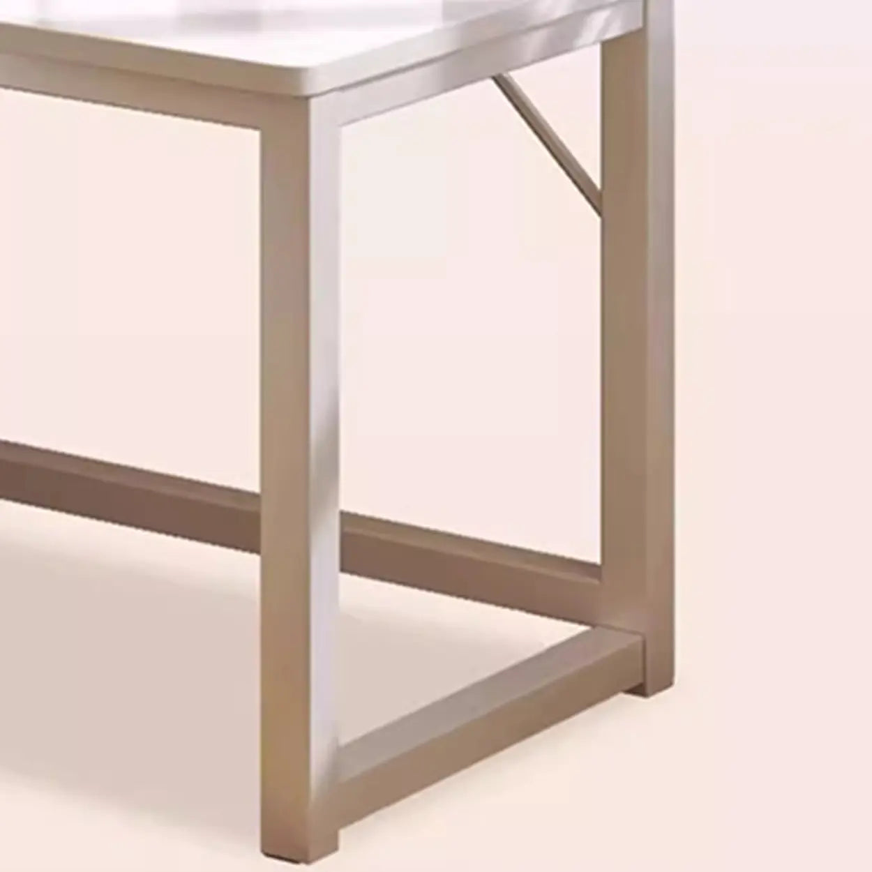 White Wood H-Base L-Shape Writing Desk — Right Hand Return / Table Only