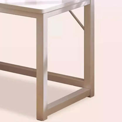White Wood H-Base L-Shape Writing Desk — Right Hand Return / Table Only