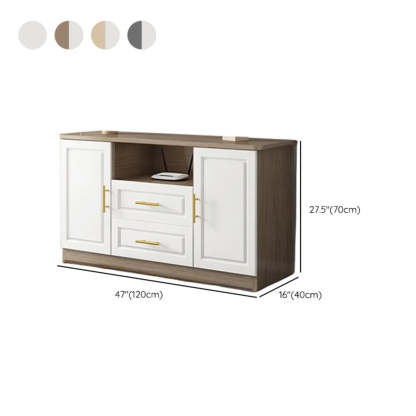 White Wood Open Cabinet Rectangle TV Stand — White/ Wood