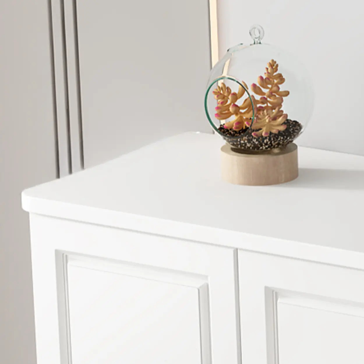 White Wood Open Cabinet Rectangle TV Stand — White-Gray
