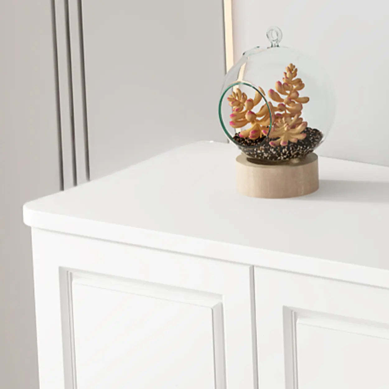 White Wood Open Cabinet Rectangle TV Stand — White-Gray