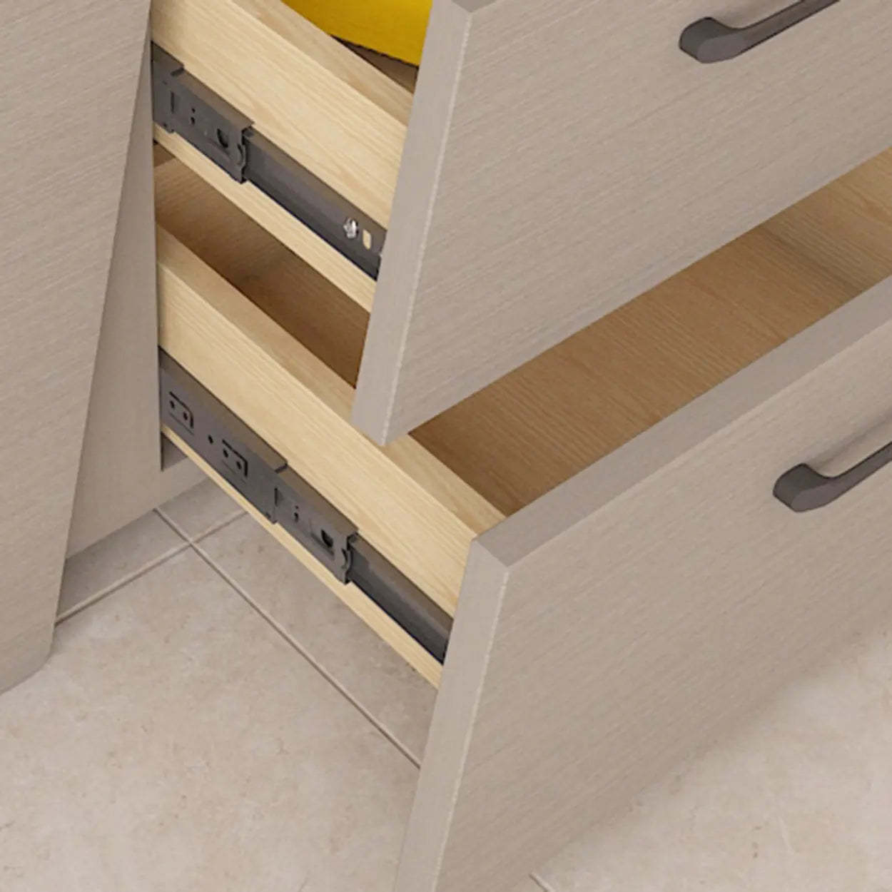 White Wood Nightstand with 2 Drawers and Shelf