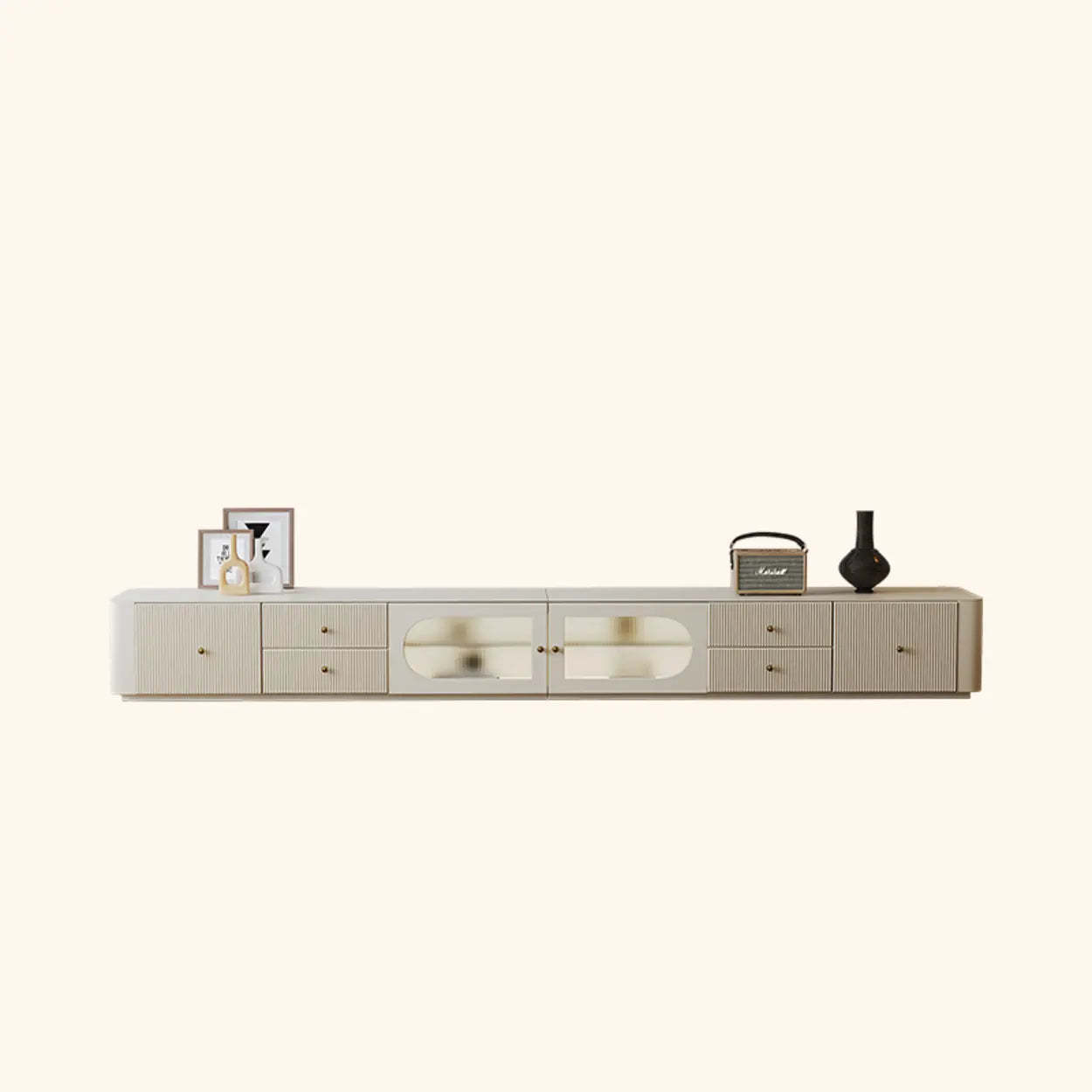 White Wood Shelf Cabinet Drawer TV Stand