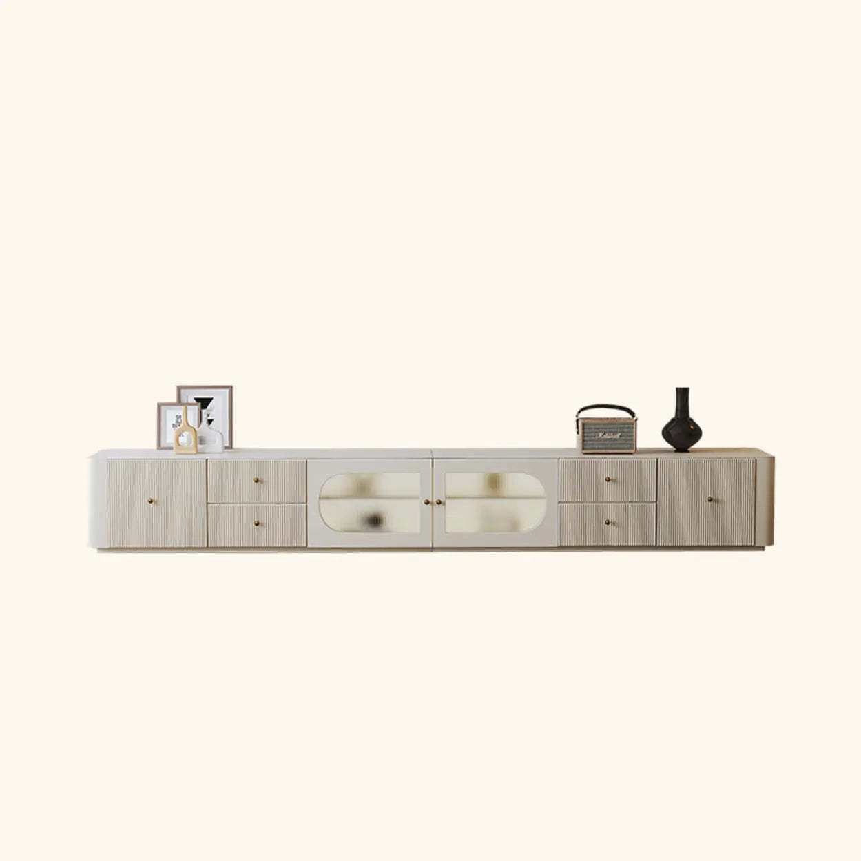 White Wood Shelf Cabinet Drawer TV Stand