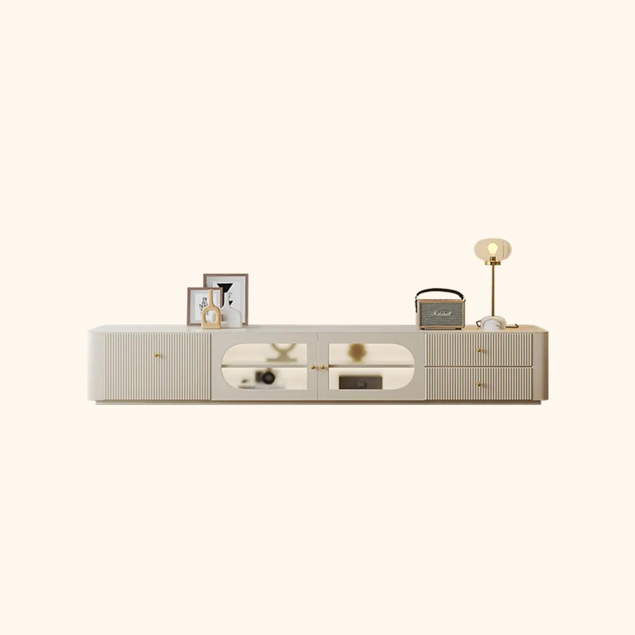 Lighom modern drawer storage white tv stands — 63" L x 16" W x 16.5" H