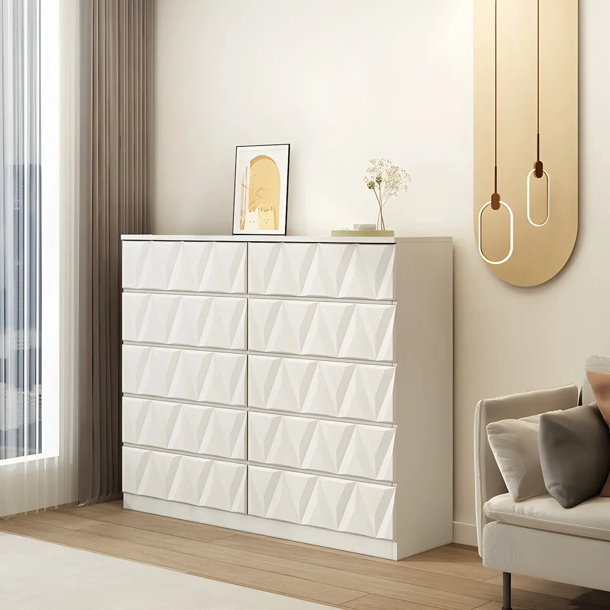 White Wood Soft-Close Dresser Chest