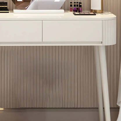 White Wood Makeup Vanity with Drawers