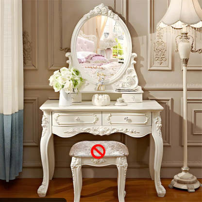 White Wood Makeup Vanity with Mirror