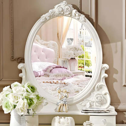 White Wood Makeup Vanity with Mirror