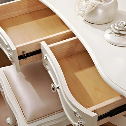 White Wood Makeup Vanity with Mirror