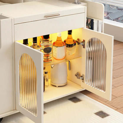 White Wood Swivel Adjustable Storage End Table