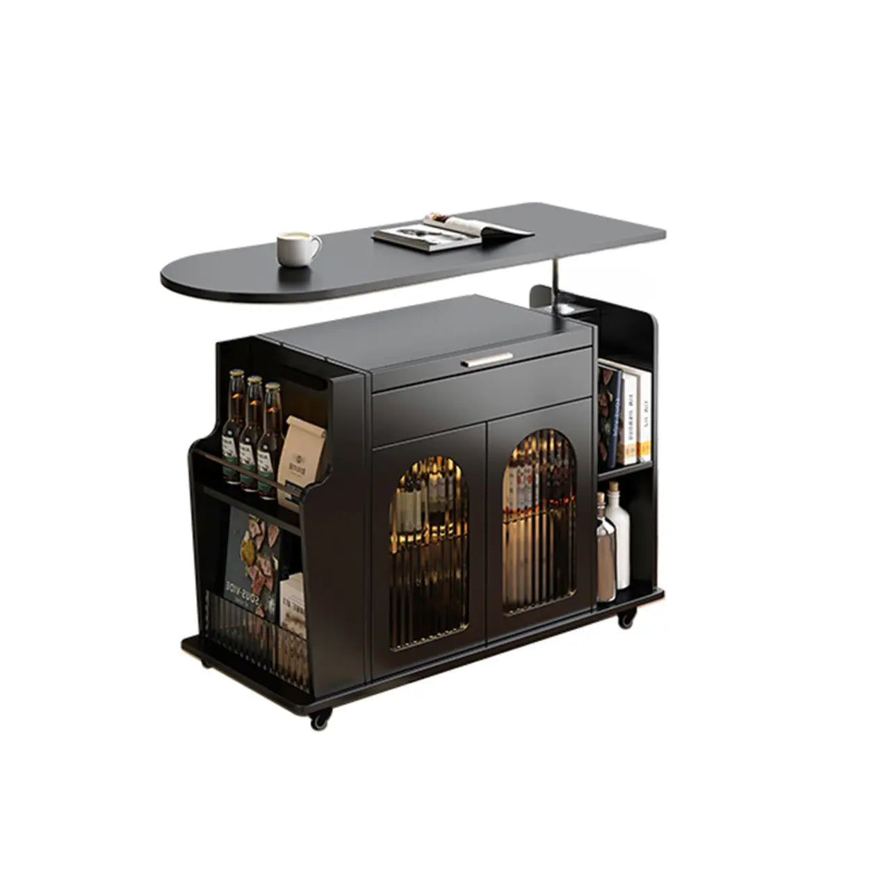 White Wood Swivel Adjustable Storage End Table