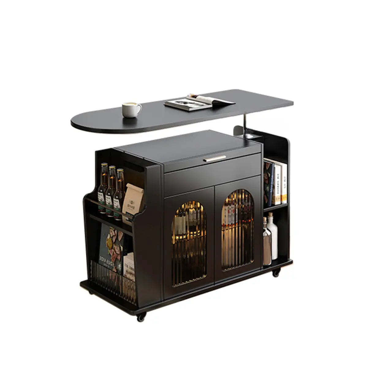 White Wood Swivel Adjustable Storage End Table