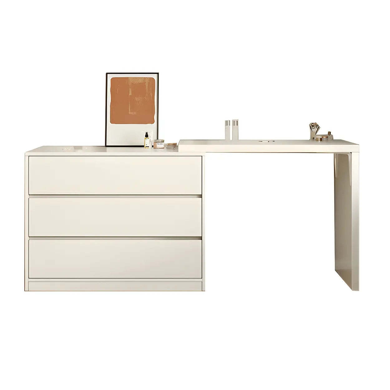 White Wood Standard Vanity with Drawers