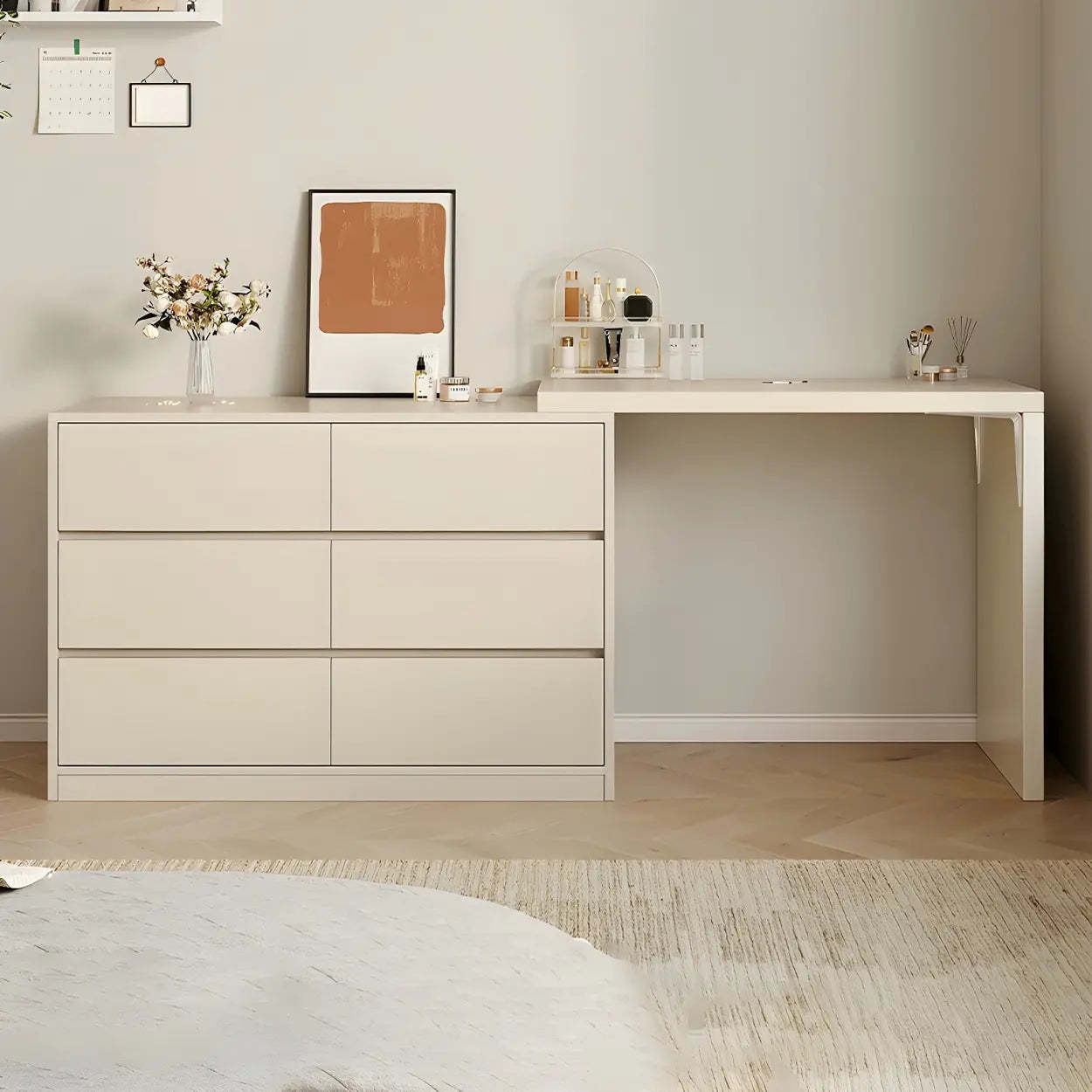 White Wood Standard Vanity with Drawers