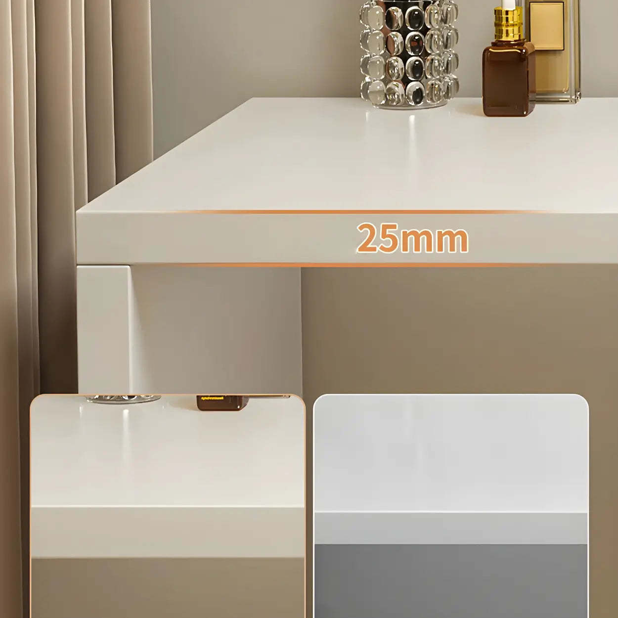 White Wood Standard Vanity with Drawers