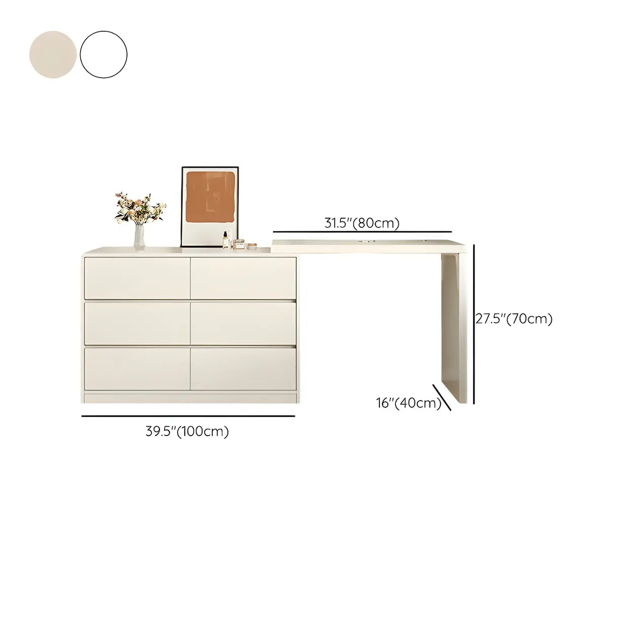 White Wood Standard Vanity with Drawers