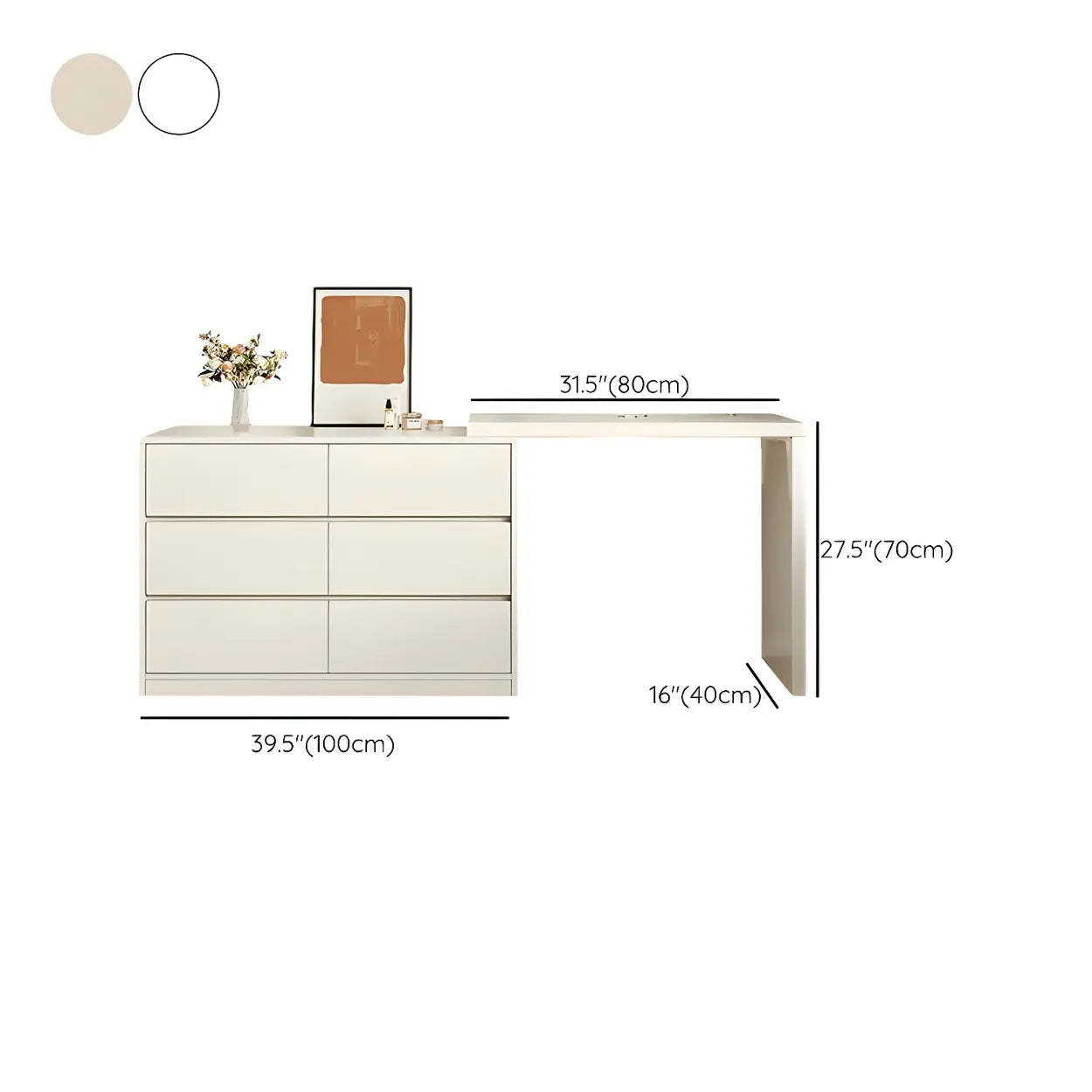 White Wood Standard Vanity with Drawers